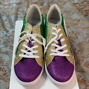 BNWT Mardi Gras Sparkling Women's Sneakers in Green, Gold, and Purple